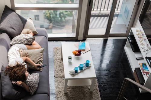 woman relaxing on a couch
