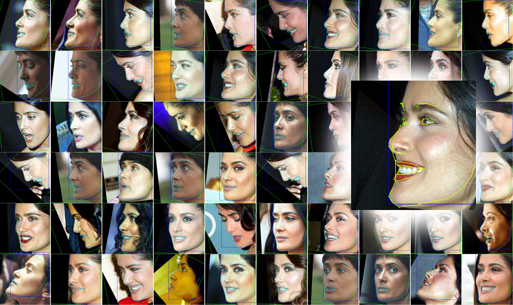 A machine learning model applies pose recognition to a large database of source photos, identifying which way the person is facing, and some characteristics of expression.