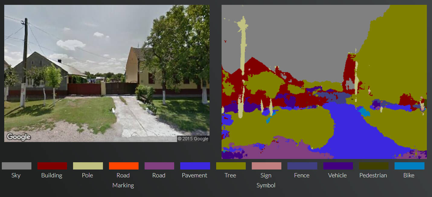A random example of segmentation from Cambridge University's SegNet project.